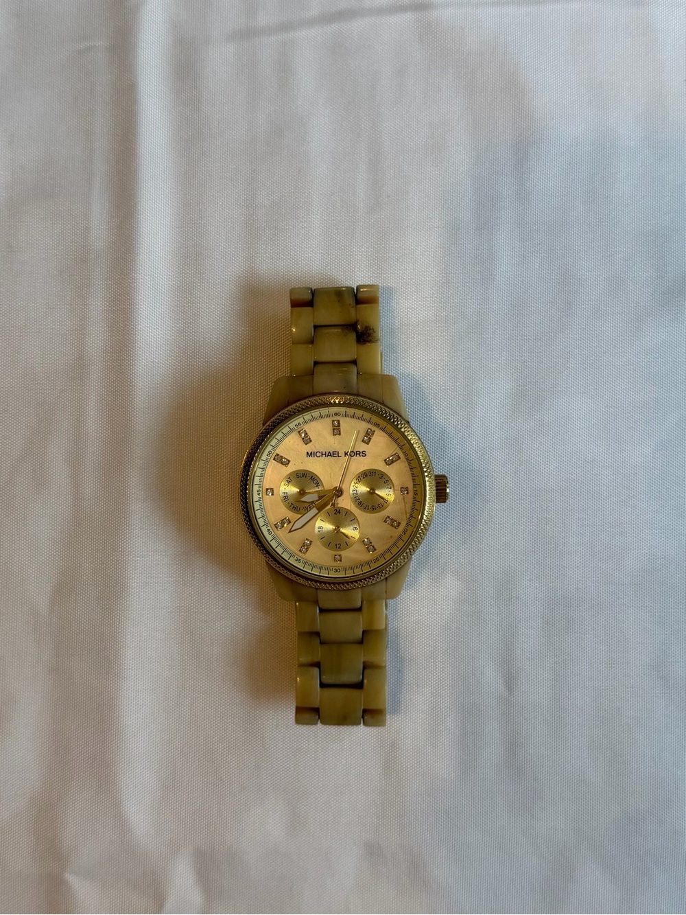Michael Kors Tortoiseshell and Gold Chronograph Bracelet Watch